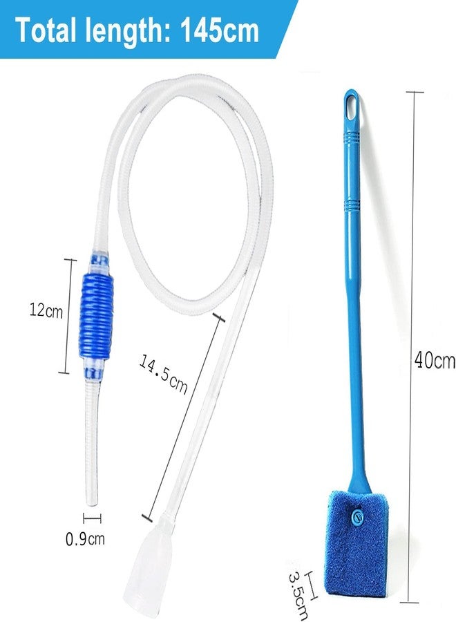 مجموعة تنظيف أحواض السمك 2 في 1 من بيتزلايف وورلد مع أنبوب سيفون لتغيير الماء ومنظف إسفنجي لإزالة الطحالب - Image 5